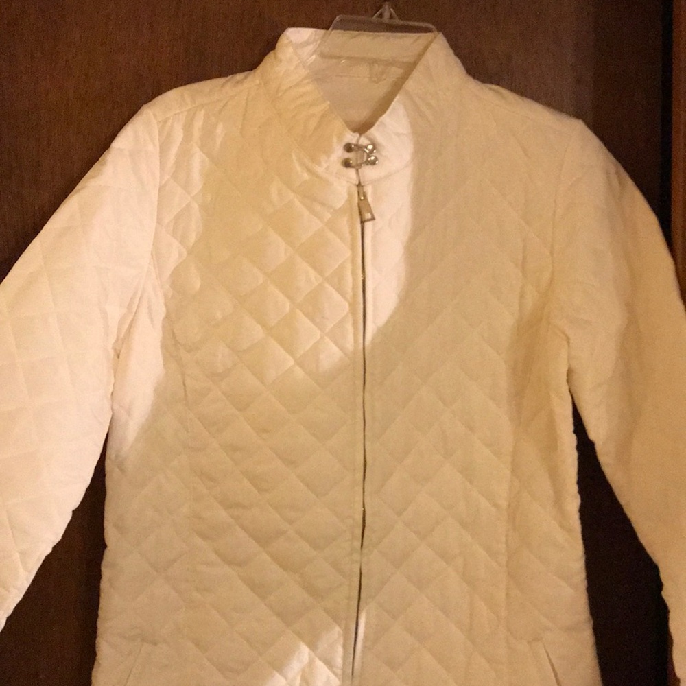 NWOT Paula Quilted Cream Long Coat Small